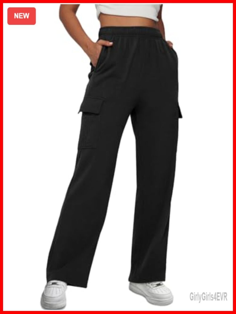 Baggy High Waisted Cargo Sweatpants with Pockets Cotton Athletic Joggers